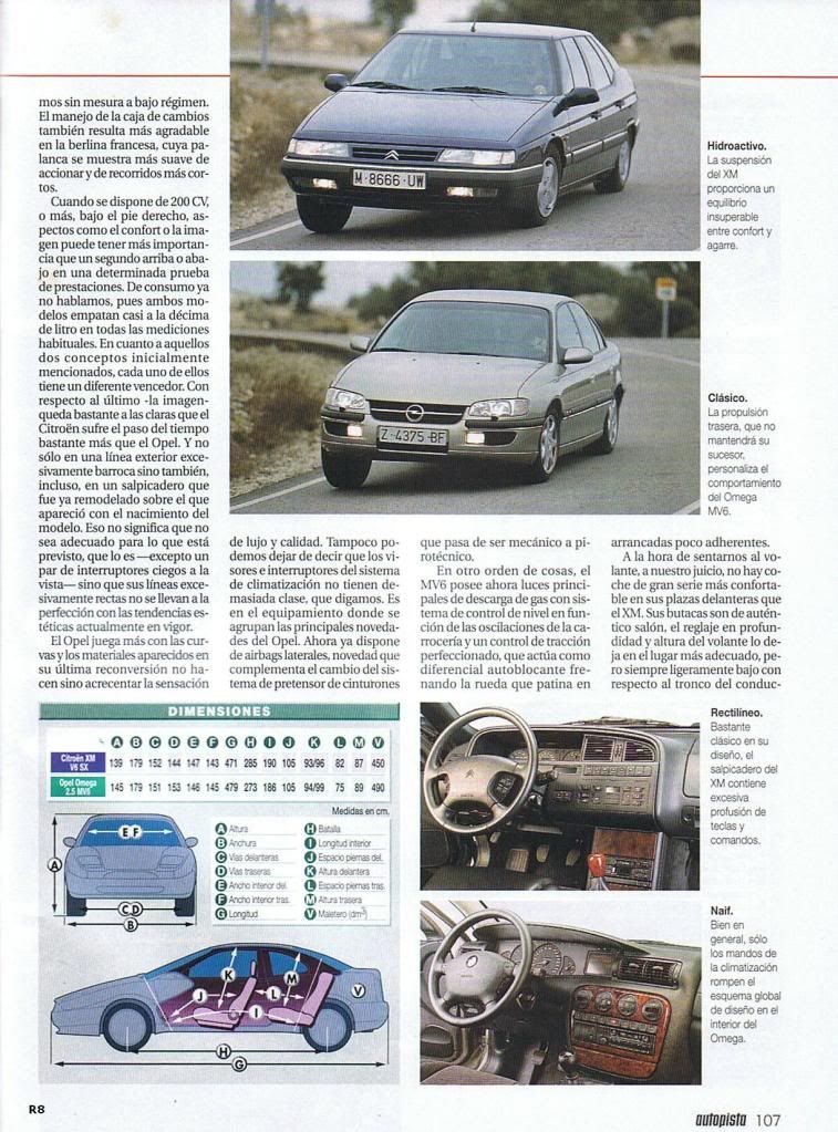 Prueba Completa Citroën XM V6 194 y Opel Omega MV6 BMW FAQ Club